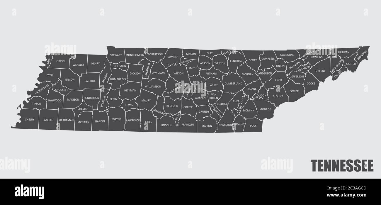 Mappa della contea del Tennessee Illustrazione Vettoriale