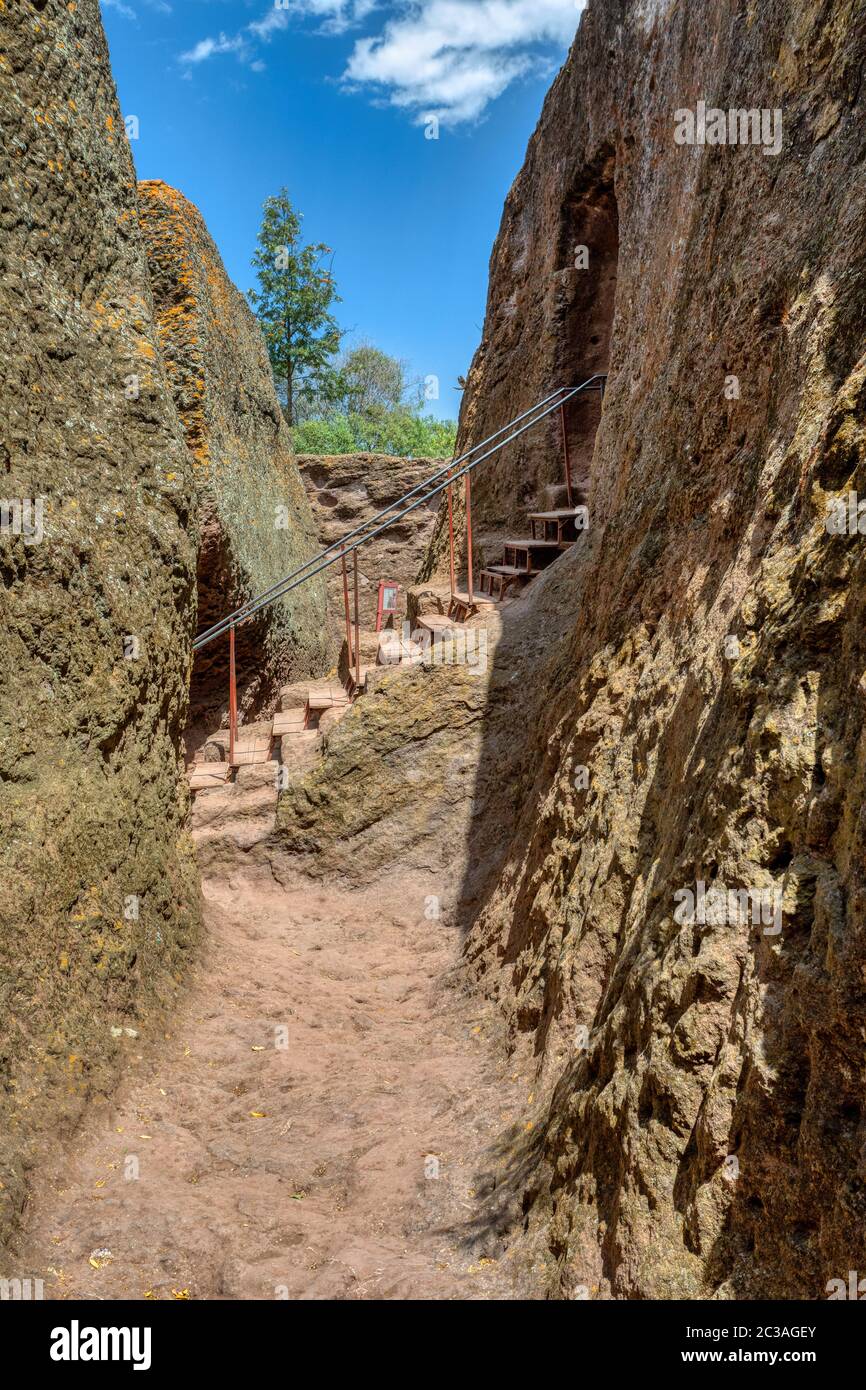 Labirinti esterni Lalibela, Etiopia Foto Stock