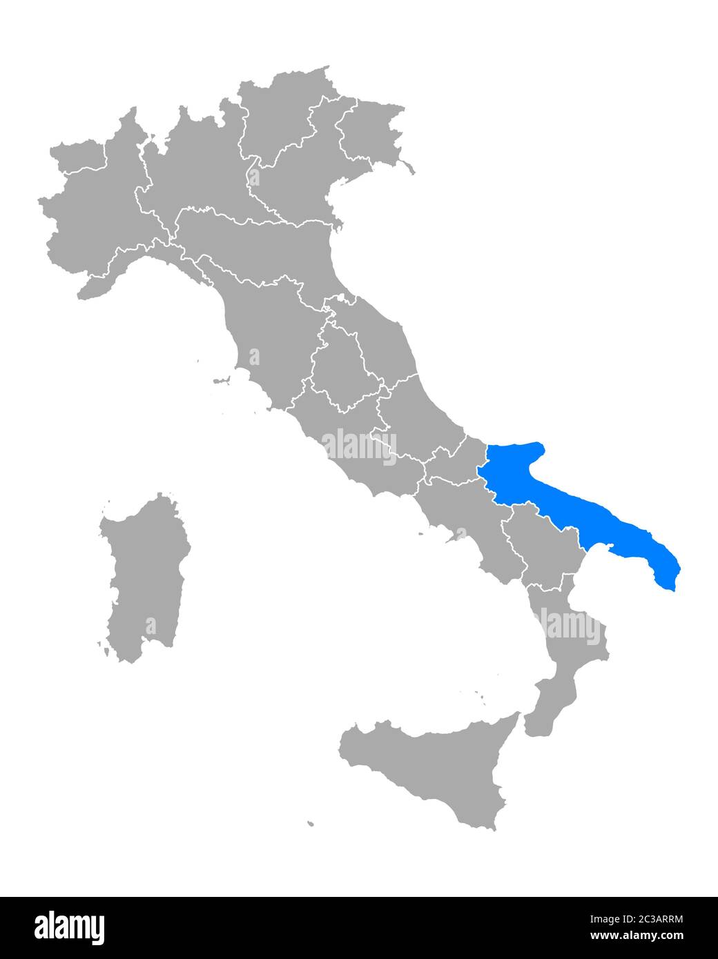 Puglia sulla mappa di Italia Foto Stock
