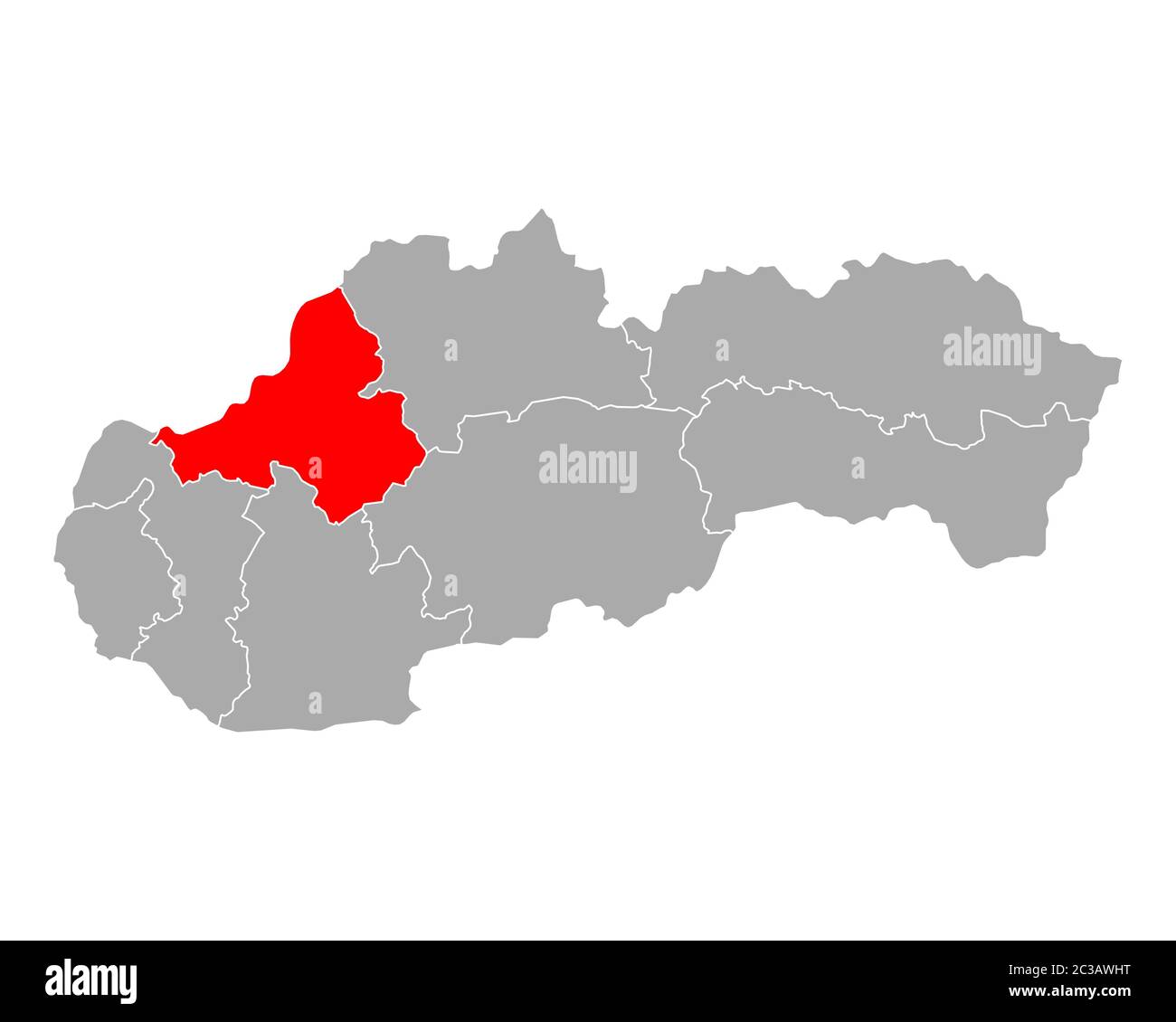 Mappa di Trenciansky kraj in Slovacchia Foto Stock