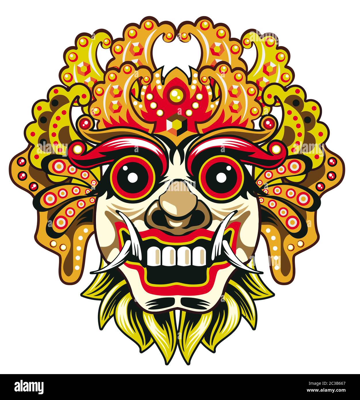 bali maschera cultura antica testa illustrazione asiatica Foto Stock