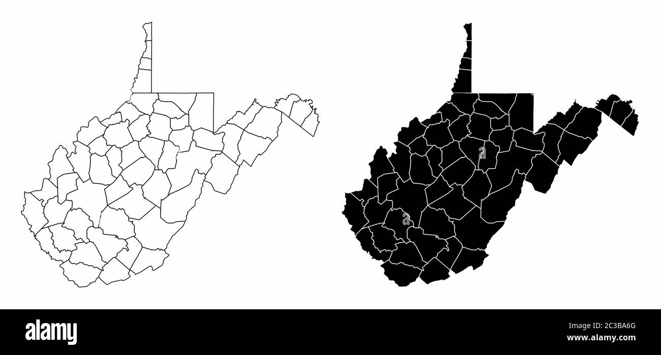 Mappe della contea della Virginia occidentale Illustrazione Vettoriale