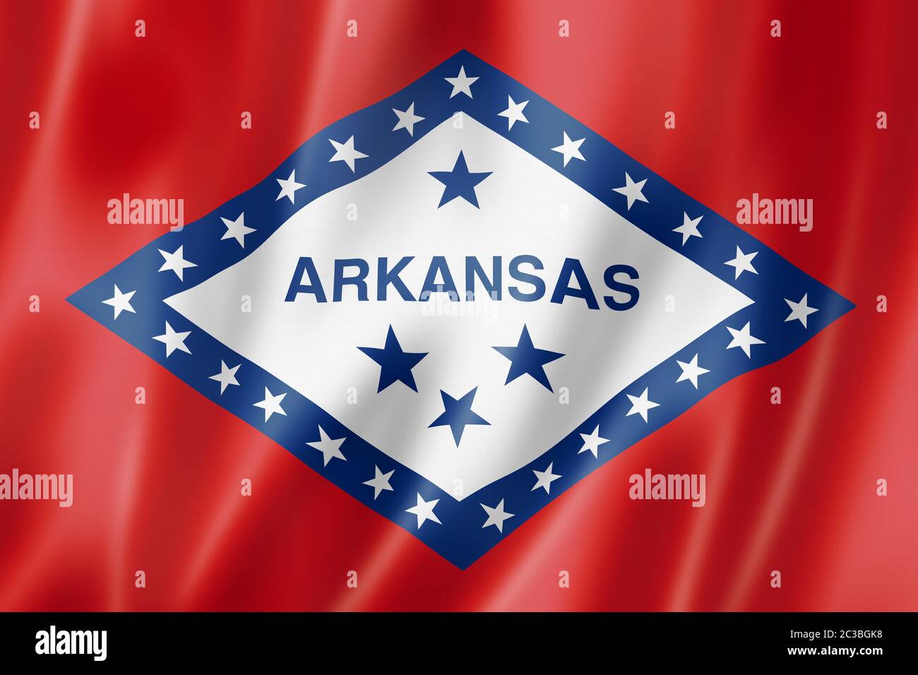 Arkansas bandiera, Stati Uniti sventolando striscioni raccolta. 3D illustrazione Foto Stock