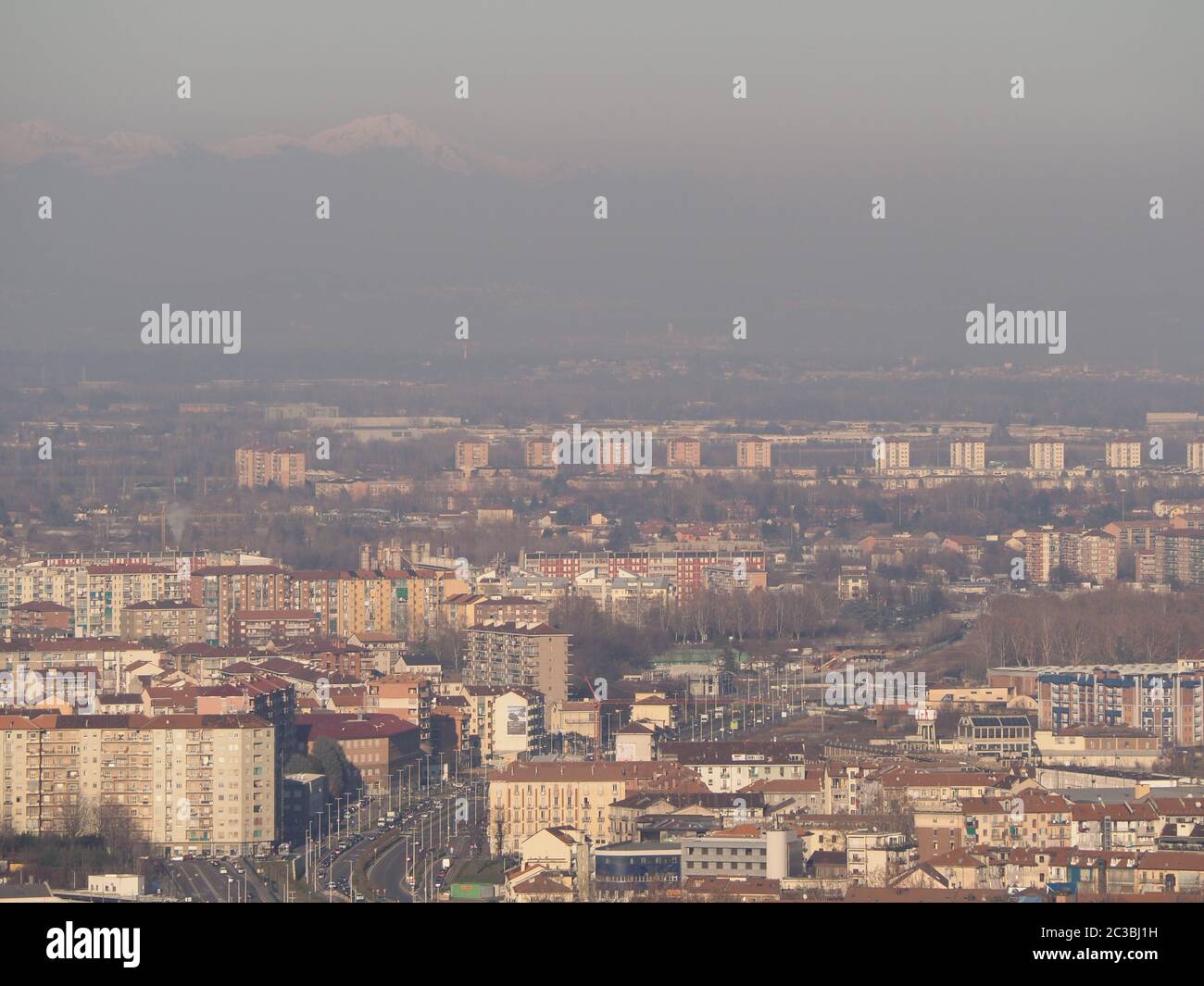 Vista aerea della città di Torino, Italia Foto Stock
