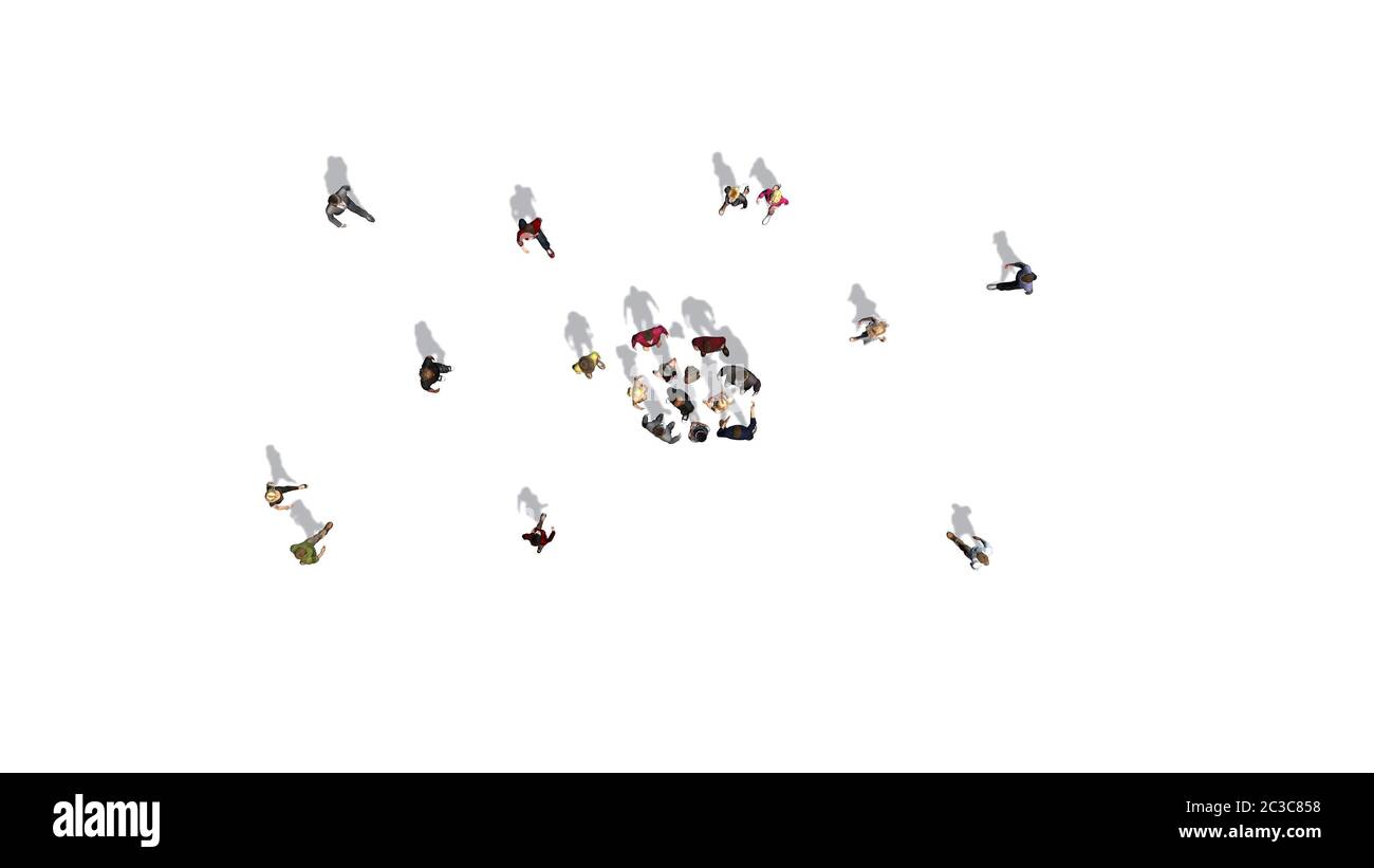 persone - vista dall'alto senza ombra Foto Stock