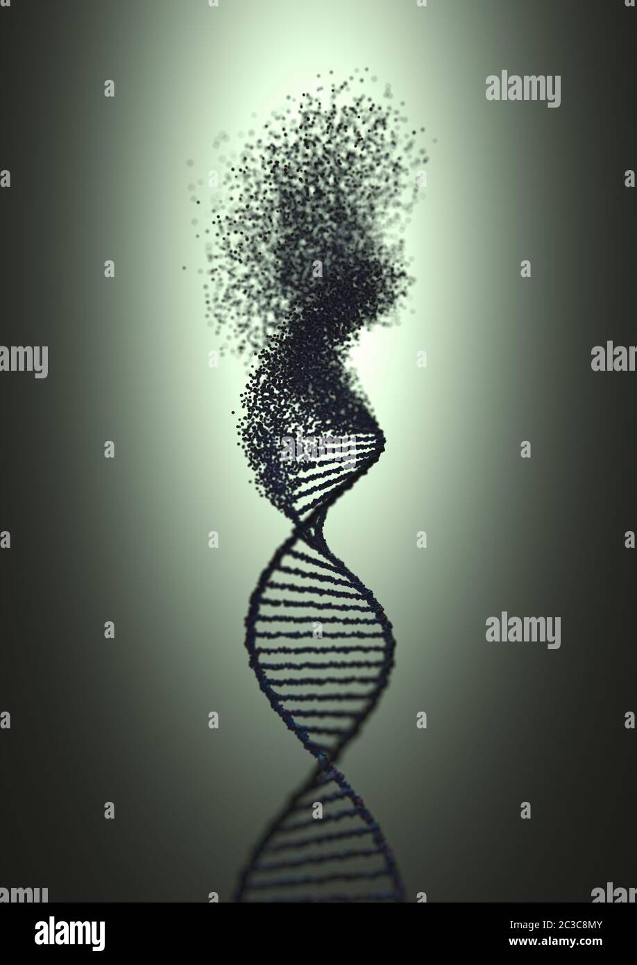 La sindrome di genetica e di disordine genetico, 3D illustrazione del concetto di scienza. Colorate molecola di DNA. Foto Stock
