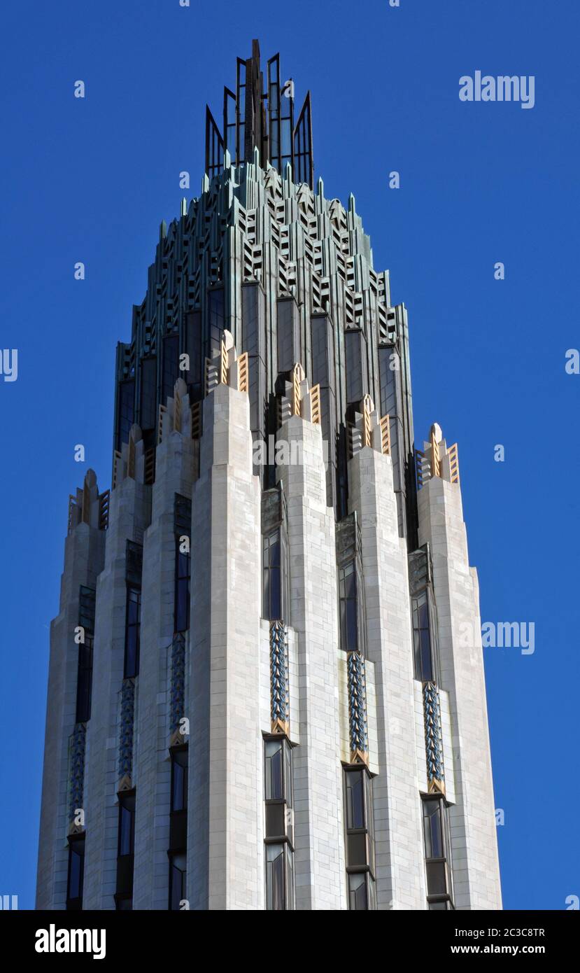 La Boston Avenue United Methodist Church nel centro di Tulsa, Oklahoma, è un punto di riferimento in stile Art Deco della città. La chiesa fu completata nel 1929. Foto Stock