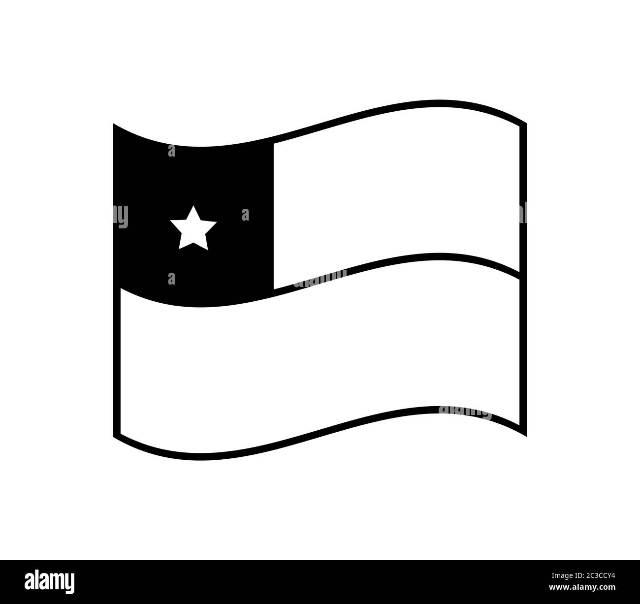 Icona della bandiera cilena illustrata nel vettore su sfondo bianco Foto Stock