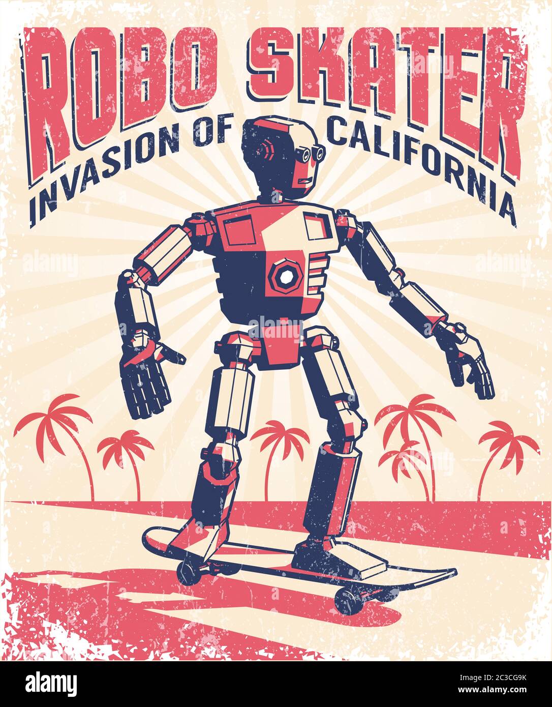 Robot umanoide che cavalcano uno skateboard Illustrazione Vettoriale Robot umanoide che cavalcano uno skateboard Illustrazione Vettoriale