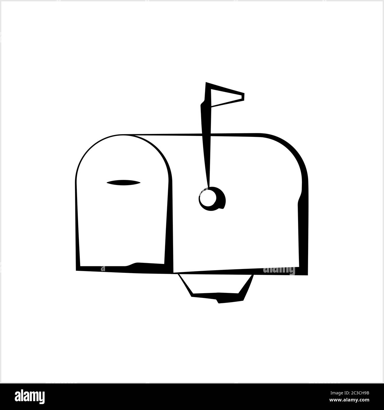 Icona della casella di posta, icona della casella di posta Illustrazione grafica vettoriale Illustrazione Vettoriale