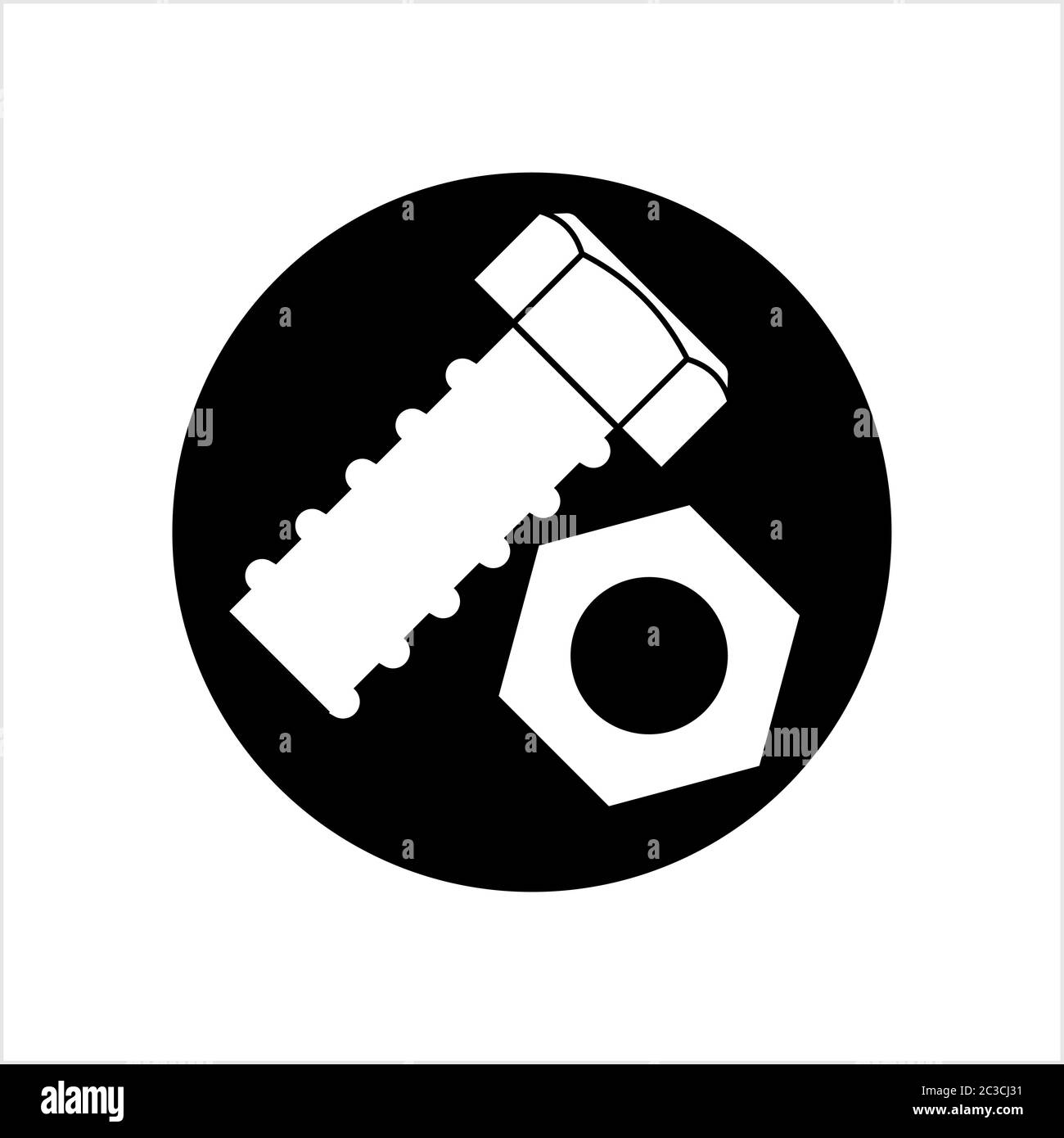 Icona dado e bullone, illustrazione grafica vettoriale dado esagonale Illustrazione Vettoriale
