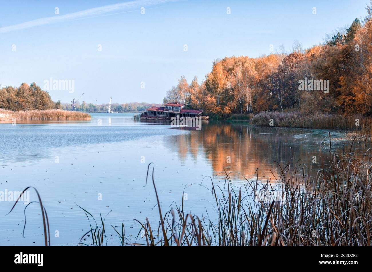 Chernobyl paesaggio autunnale in Ucraina Foto Stock