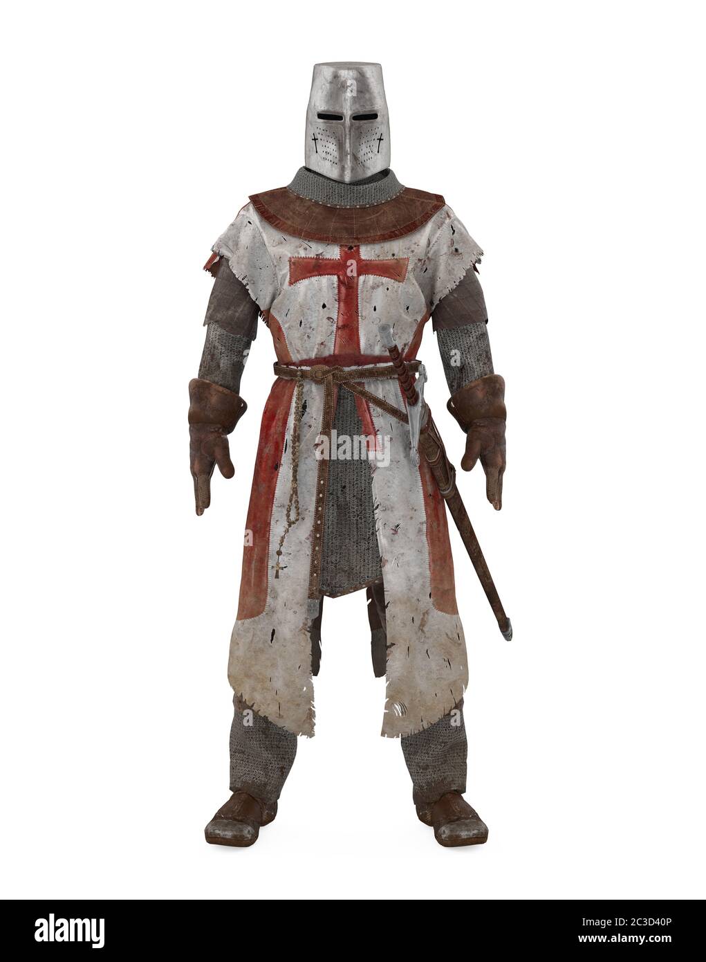 Templar Knight Armor isolato Foto Stock