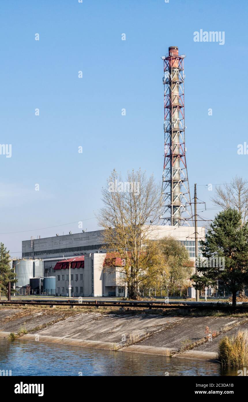 Centrale nucleare e deposito di scorie nucleari a Chernobyl Foto Stock