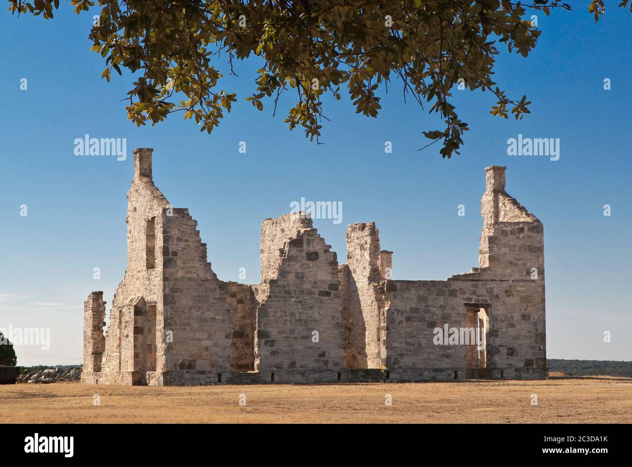 Quartier generale del sito storico statale di Fort McKavett, Edwards Plateau, Texas, USA Foto Stock