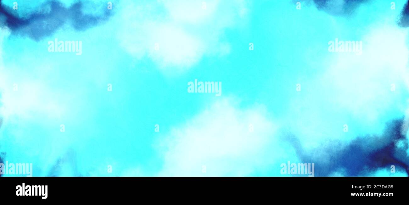 sfondo astratto acquerello con vernice acquerello con colori aqua marine, blu teal e ciano chiaro Foto Stock
