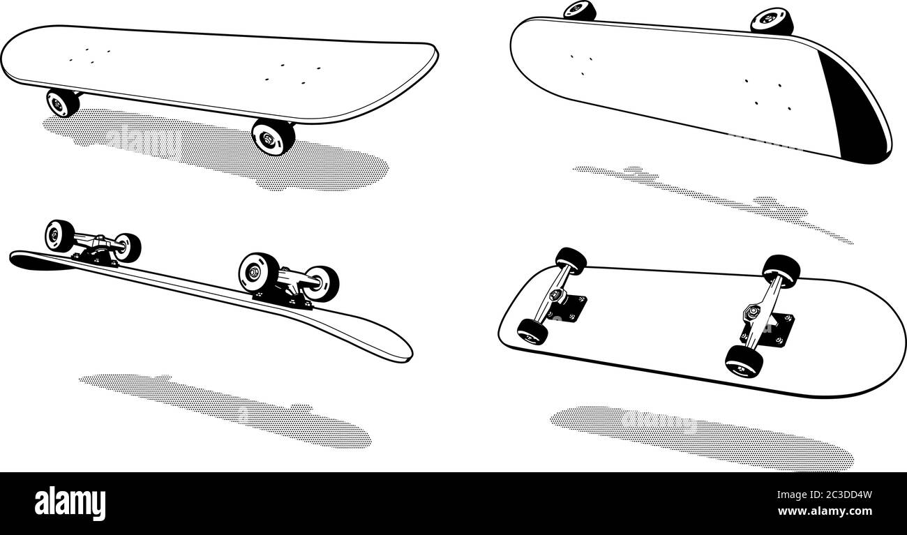 Skateboard 3D Heelflip retro Illustrazione Vettoriale