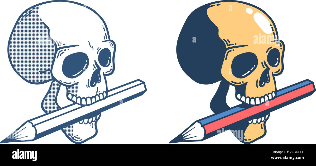 Cranio con matita Illustrazione Vettoriale