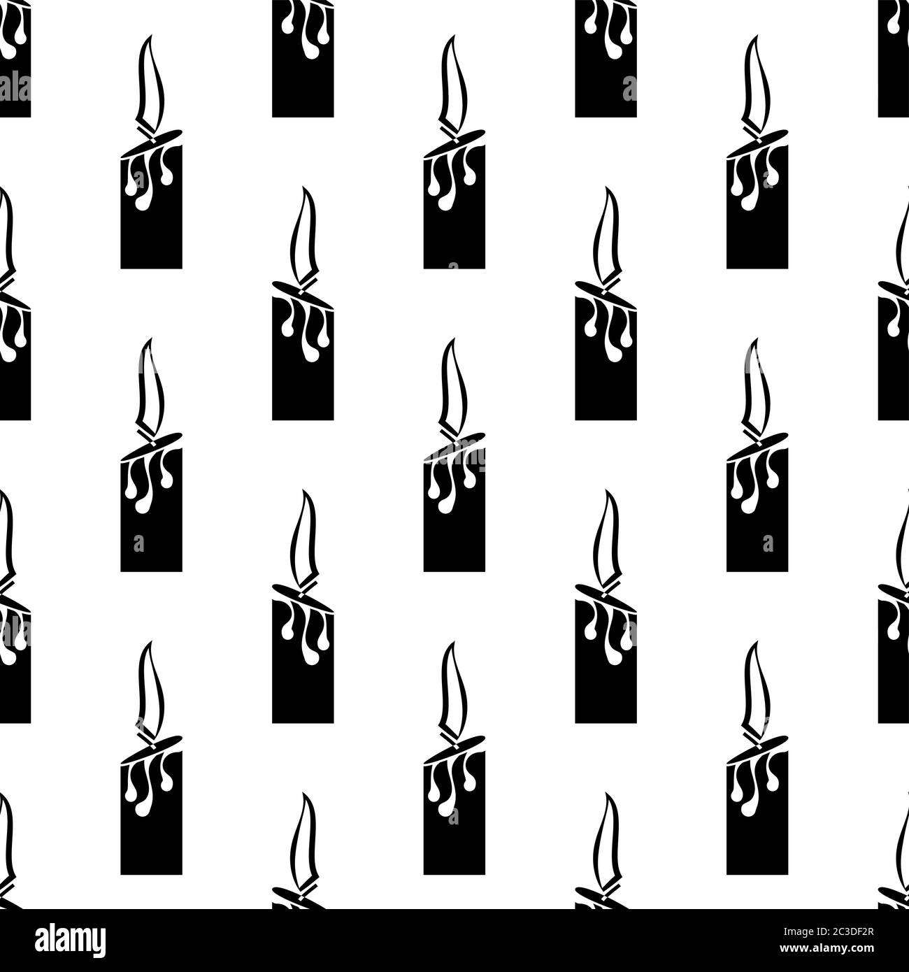 Icona candela, icona candela illuminata immagine vettoriale senza cuciture modello Illustrazione Vettoriale