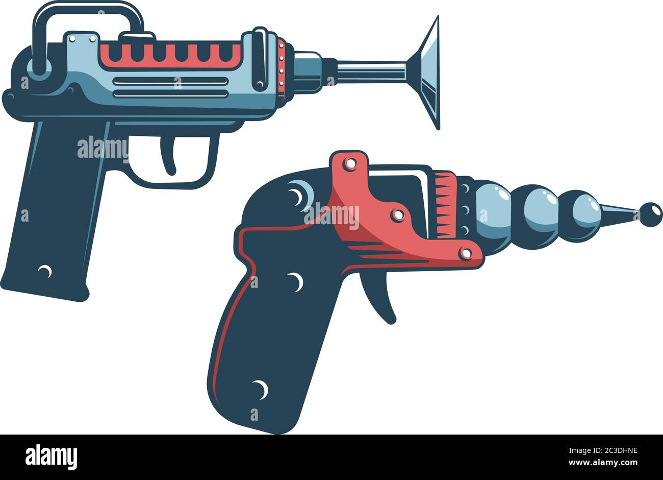 Pistola laser aliena - arma spaziale blaster in stampa vintage stile Illustrazione Vettoriale