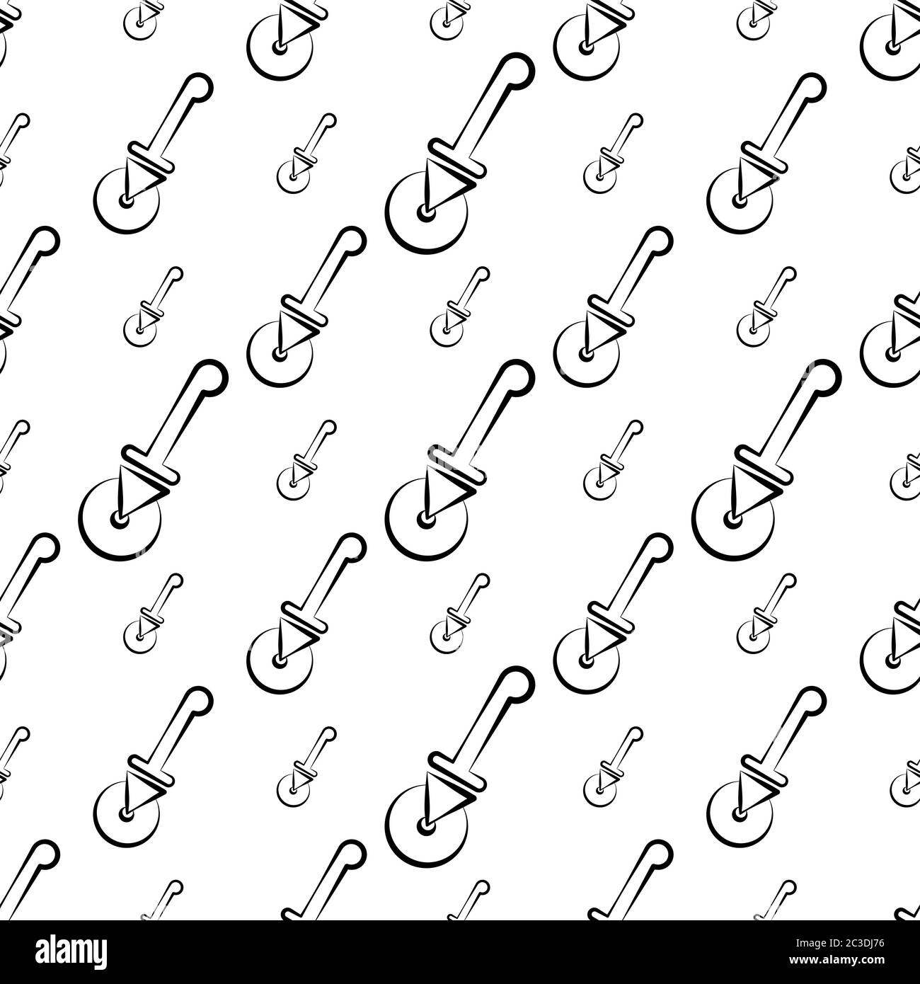 Icona di taglio della pizza motivo senza giunture, Pizza Slice Cutter disegno senza giunture Illustrazione grafica vettoriale Illustrazione Vettoriale