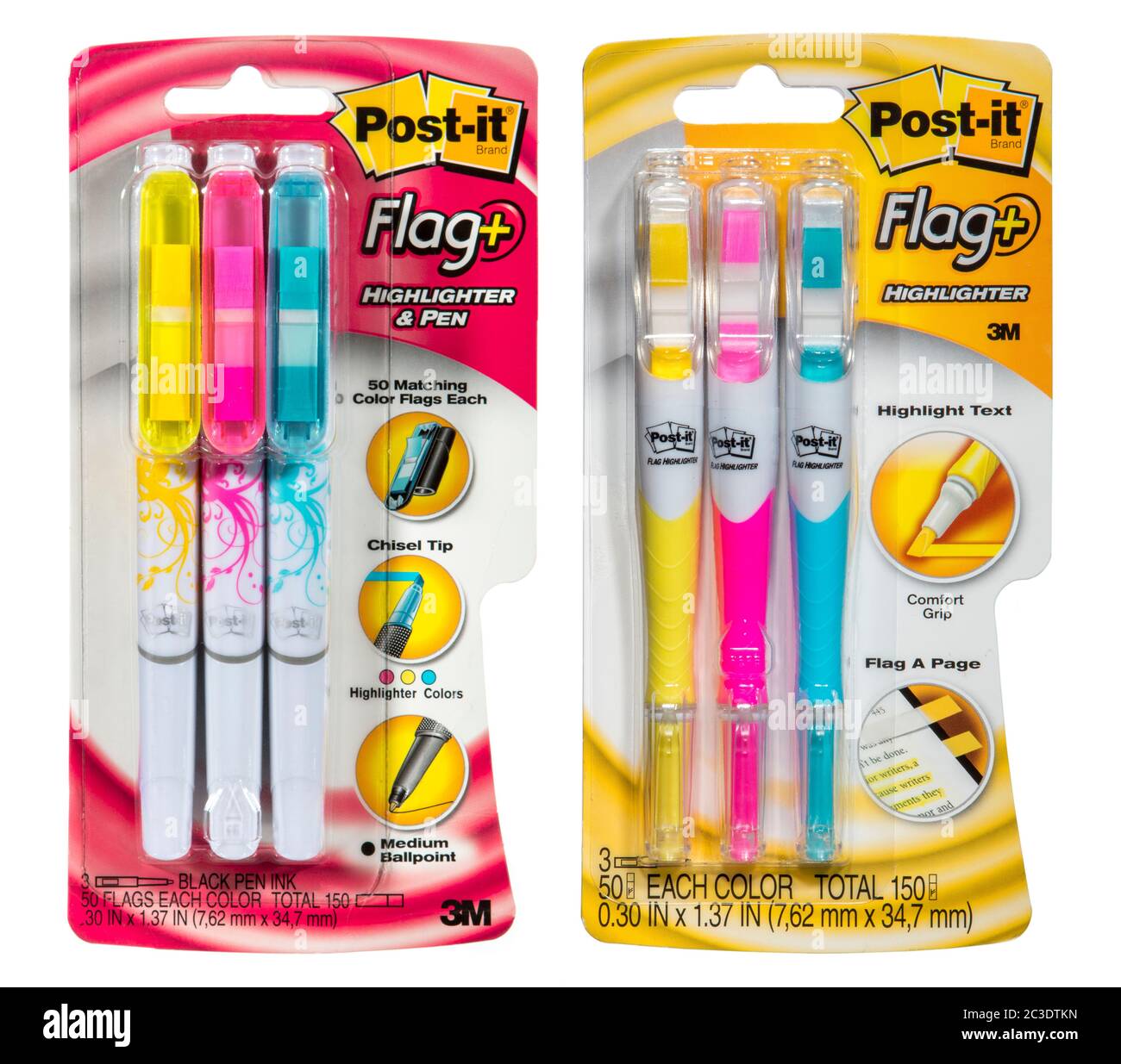 Torcia Post-it Flag+ e accendino + penna di 3M Foto Stock