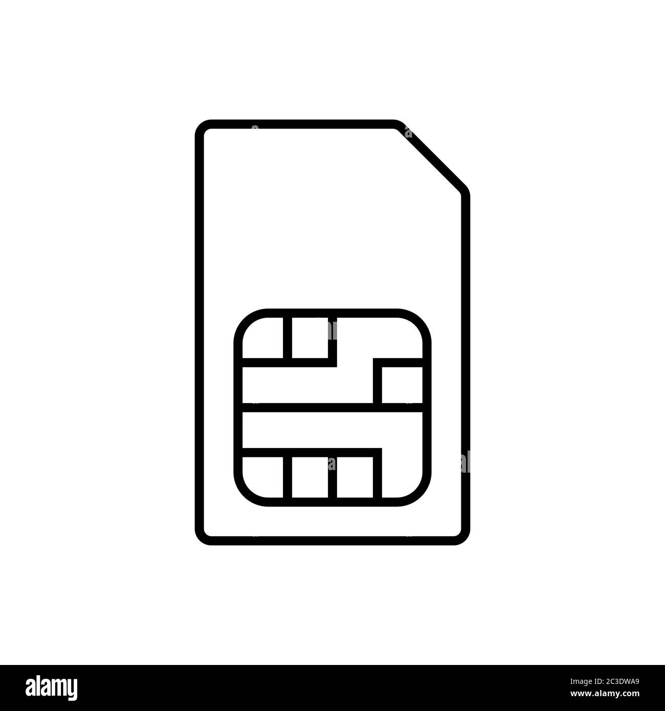 icona delle linee della scheda sim isolata su sfondo bianco Illustrazione Vettoriale