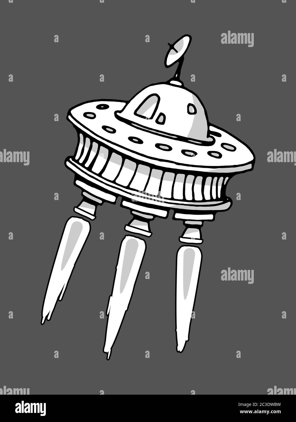 nave spaziale in stile fumetto Foto Stock
