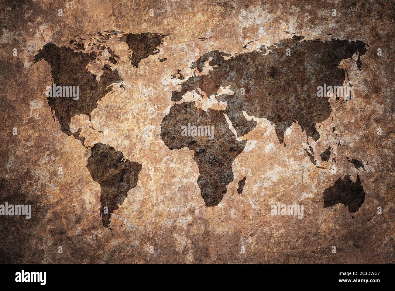 Grunge mappa del mondo Foto Stock