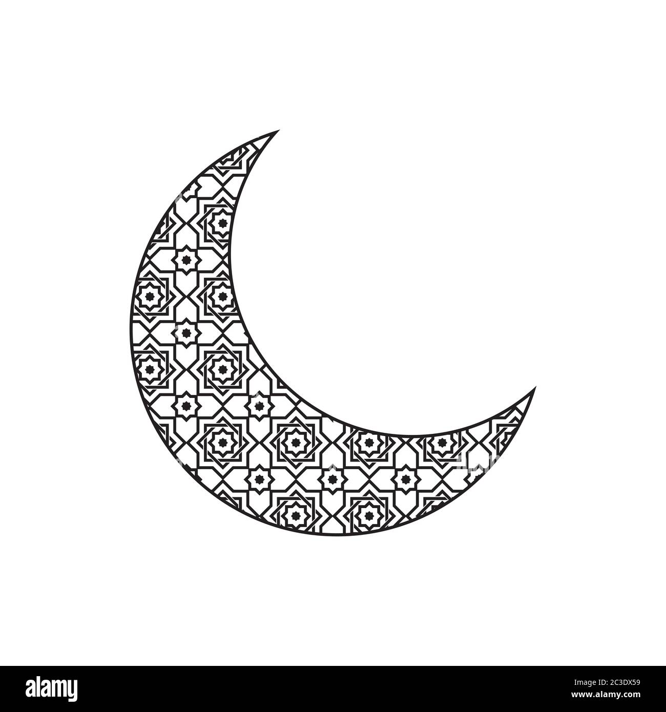 forma islamica ornamento mezzaluna linee lunari icona disegno vettore Illustrazione Vettoriale