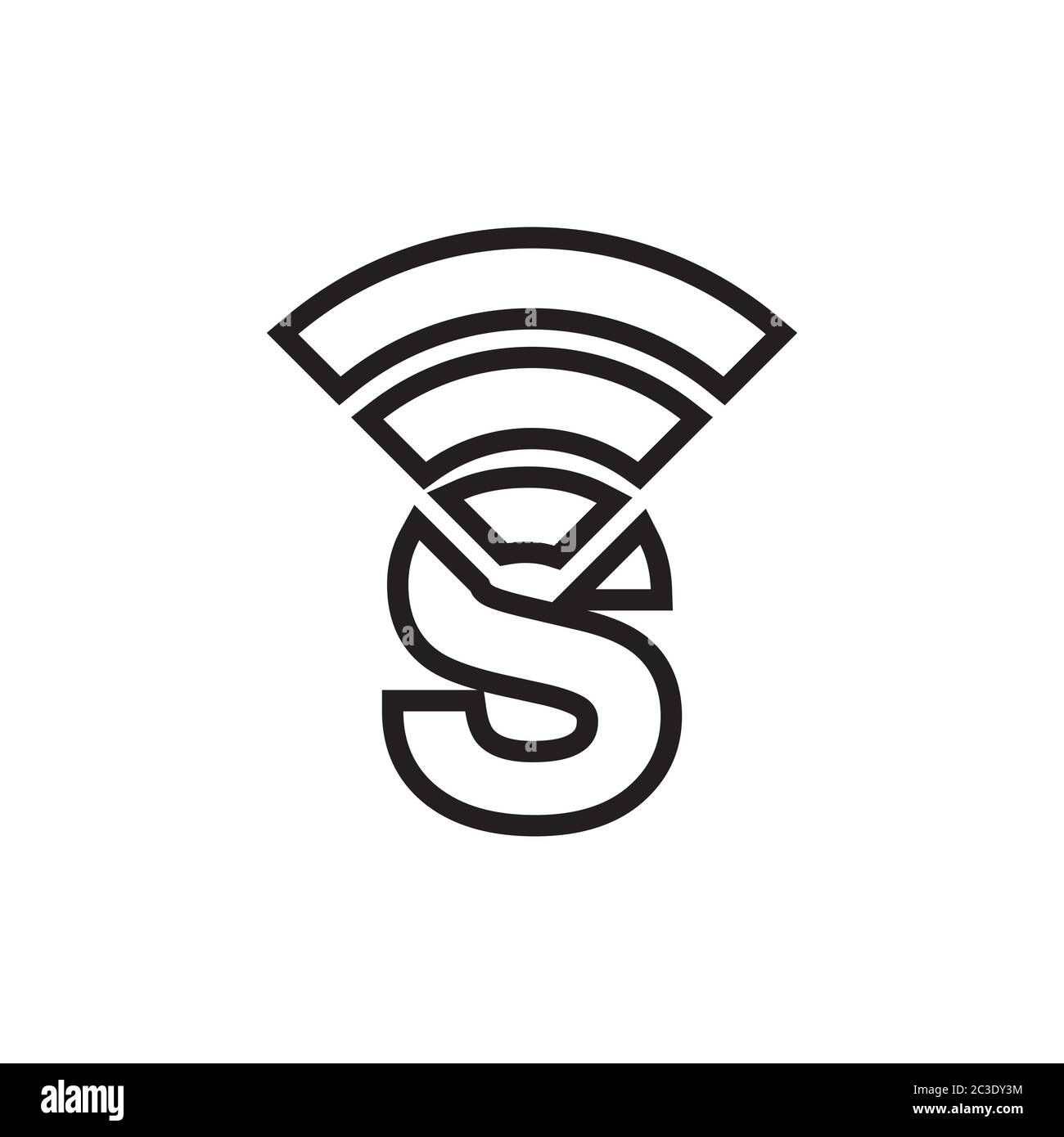 Vettore di progettazione simbolo icona S lettera segnale wifi Illustrazione Vettoriale