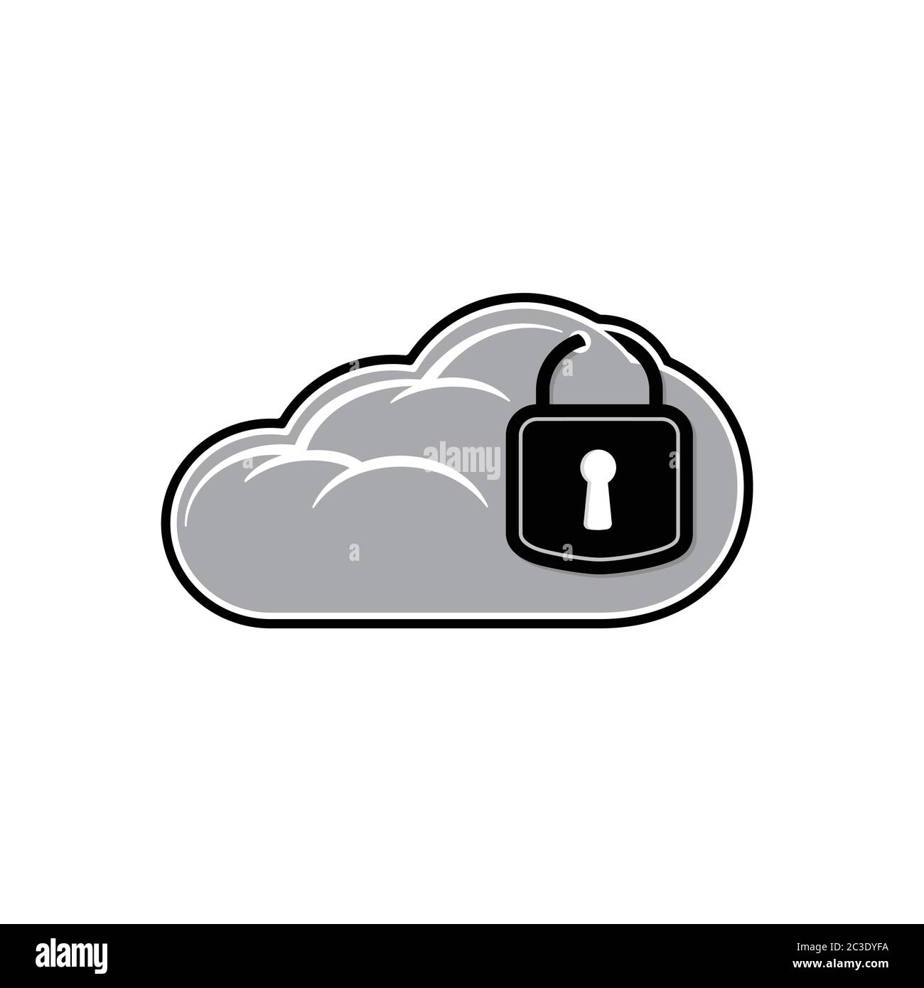 Icona del lucchetto cloud. Vettore e illustrazione. Illustrazione Vettoriale