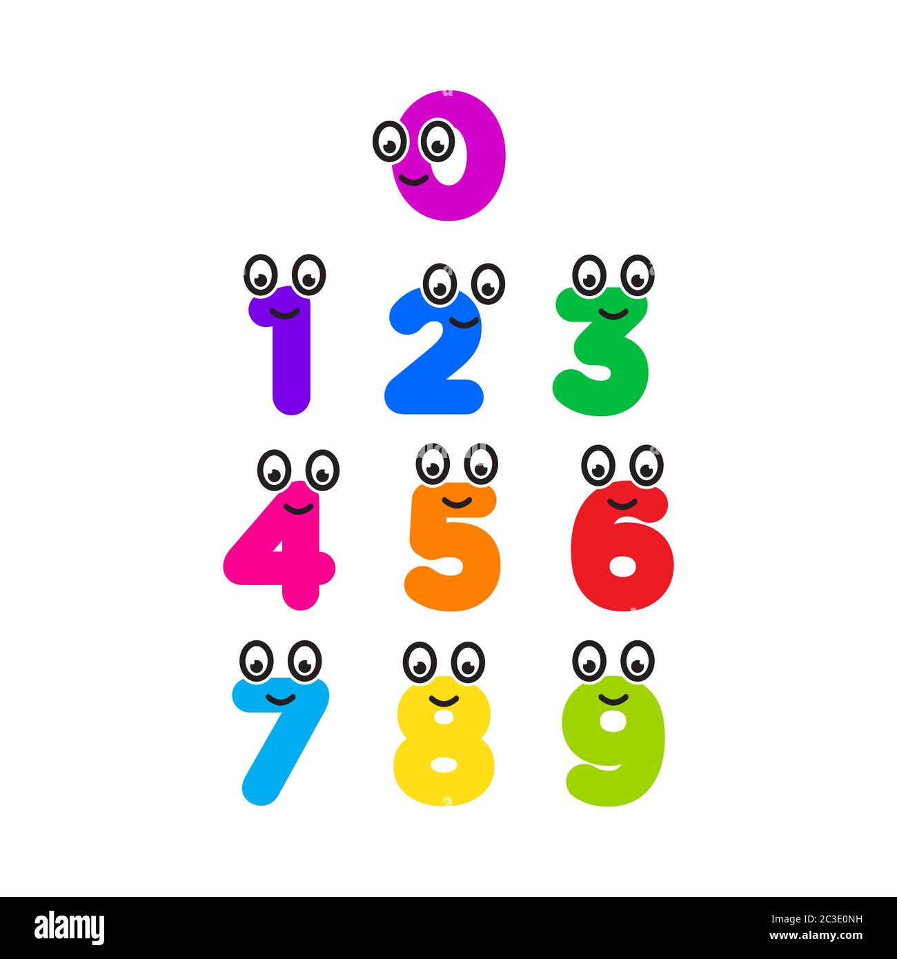 educazione numero divertente cartone animato colorato per bambini. illustrazione vettoriale. Illustrazione Vettoriale