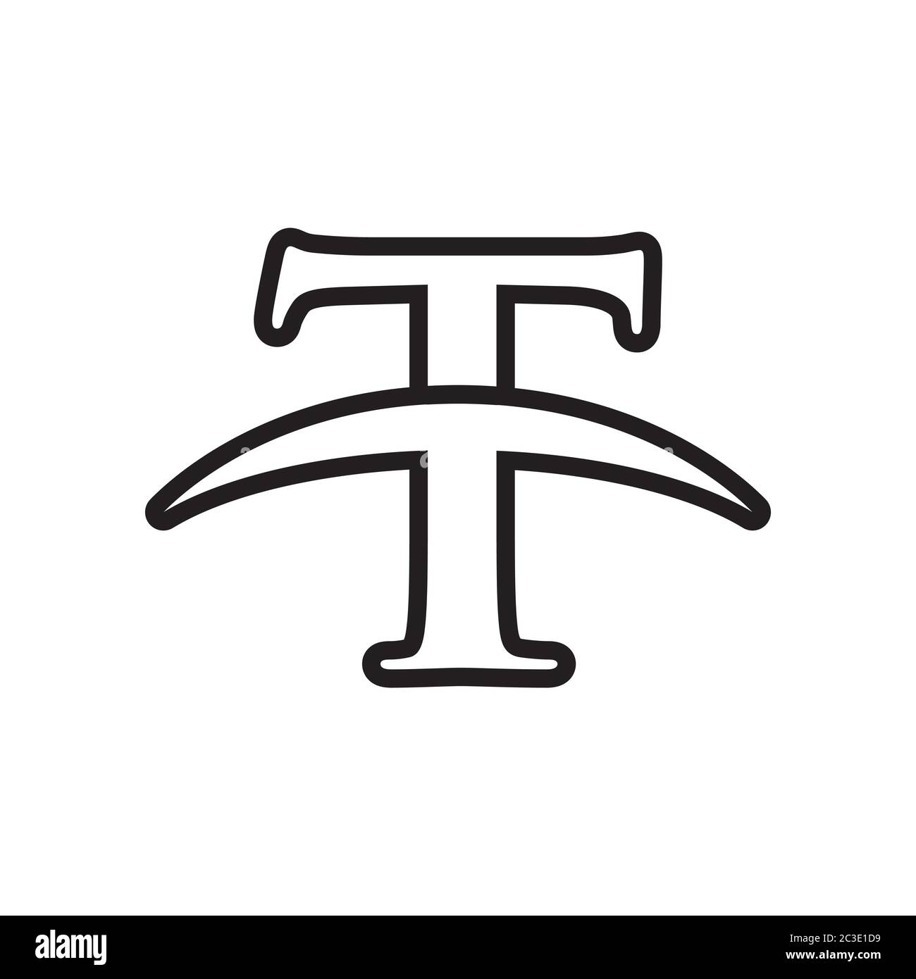 Simbolo lettera T simbolo disegno vettore isolato su sfondo bianco Illustrazione Vettoriale