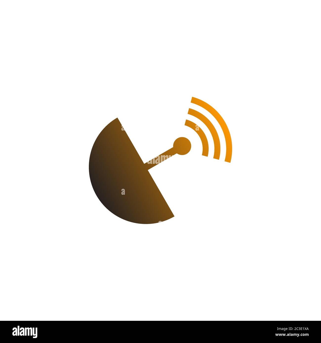 Modello di progettazione del logo wireless dell'antenna del segnale del ricevitore, isolato su sfondo bianco. Illustrazione Vettoriale
