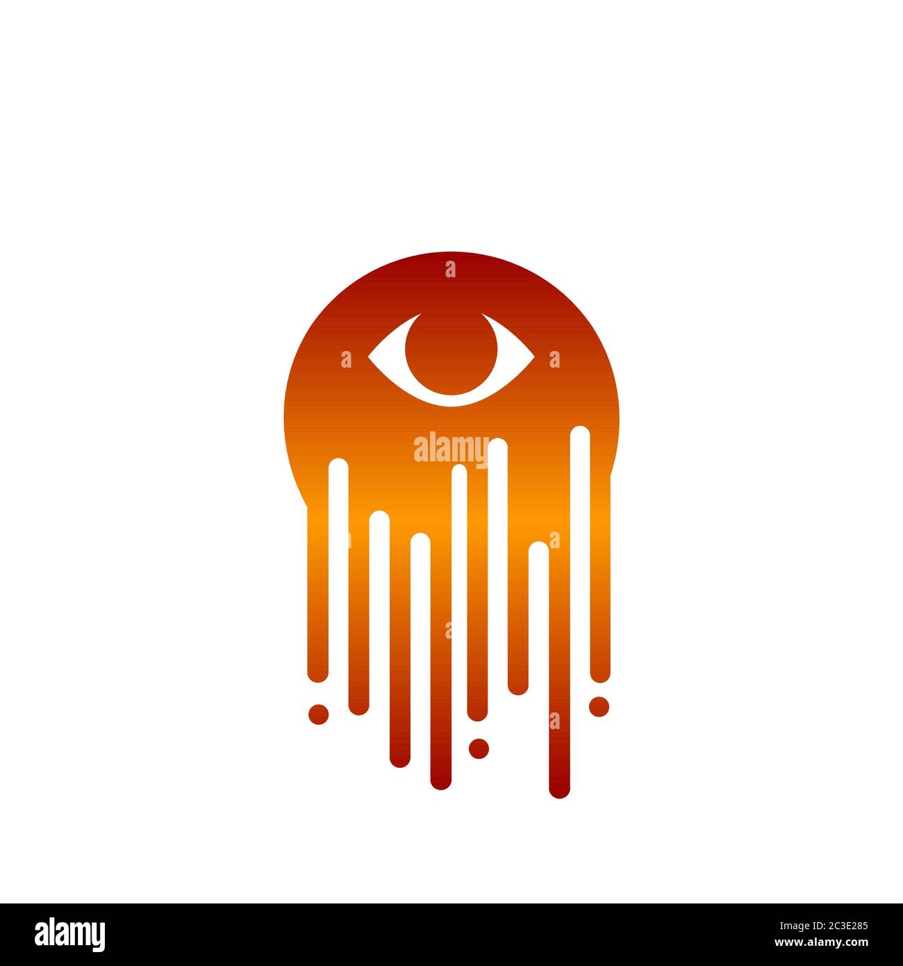 Icona e simbolo dell'occhio, illustrazione vettoriale di un occhio astratto con concetto di disegno del colore della mesh di gradiente, isolato su sfondo bianco. Illustrazione Vettoriale