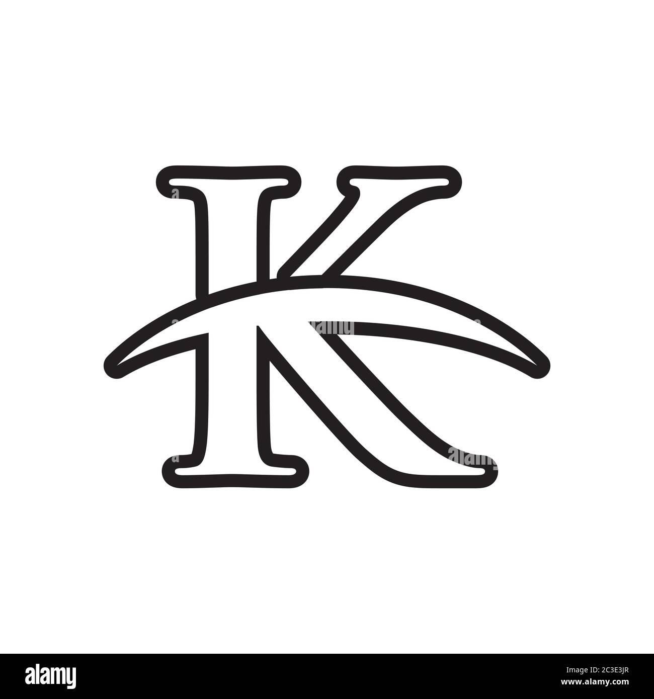 Vettore di disegno simbolo dell'icona lettera K isolato su sfondo bianco Illustrazione Vettoriale