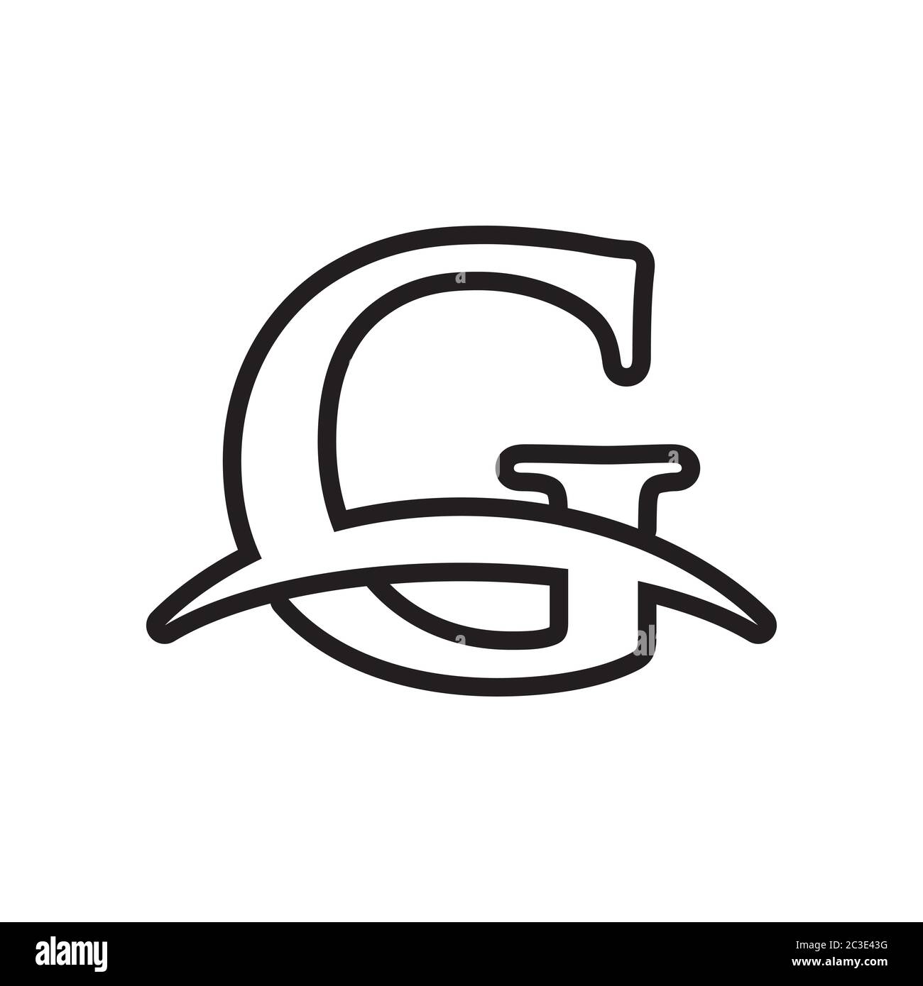 Simbolo di lettera G simbolo disegno vettore isolato su sfondo bianco Illustrazione Vettoriale