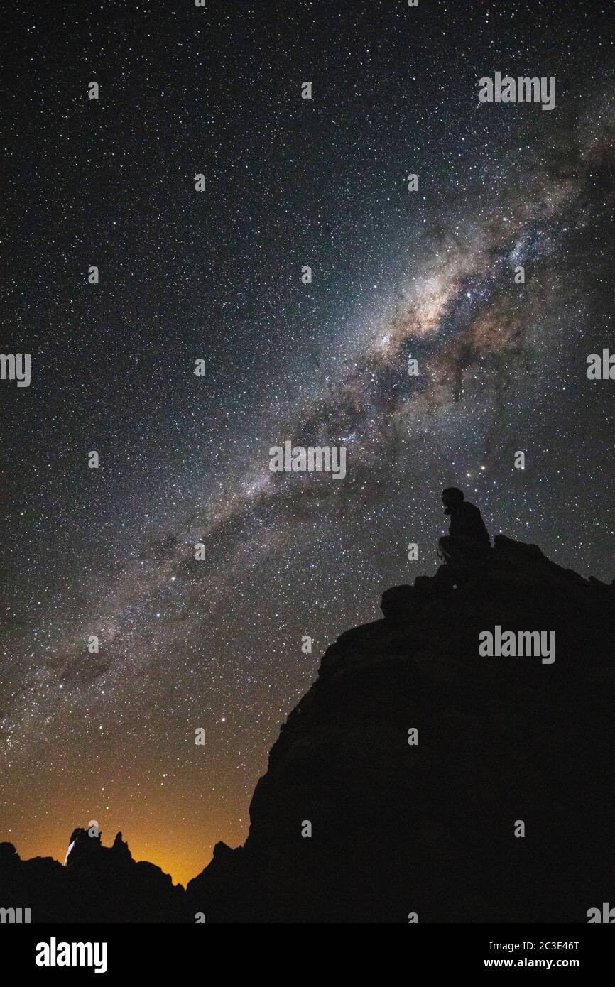 La Via Lattea vista dai Monti Cederberg, Sud Africa Foto Stock