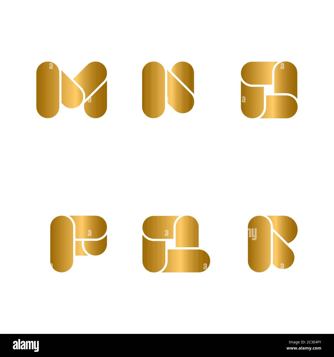 Set di logo con lettera iniziale, concetto di design dei caratteri dorati scintillante, isolato su sfondo bianco. Illustrazione Vettoriale