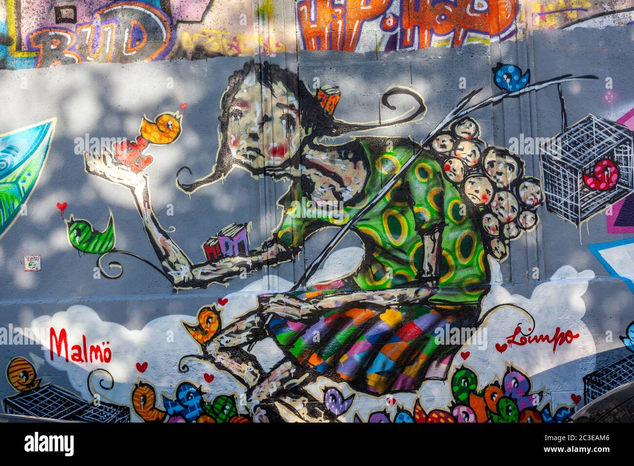 Graffiti di Limpo in Rue de l'Armide, la Rochelle, Nouvelle-Aquitaine, Francia Foto Stock
