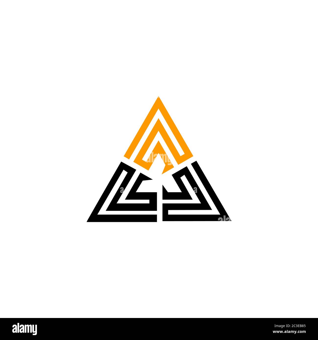 Modello di logo grafico triangolare, illustrazione vettoriale di una piramide, isolato su sfondo bianco. Illustrazione Vettoriale