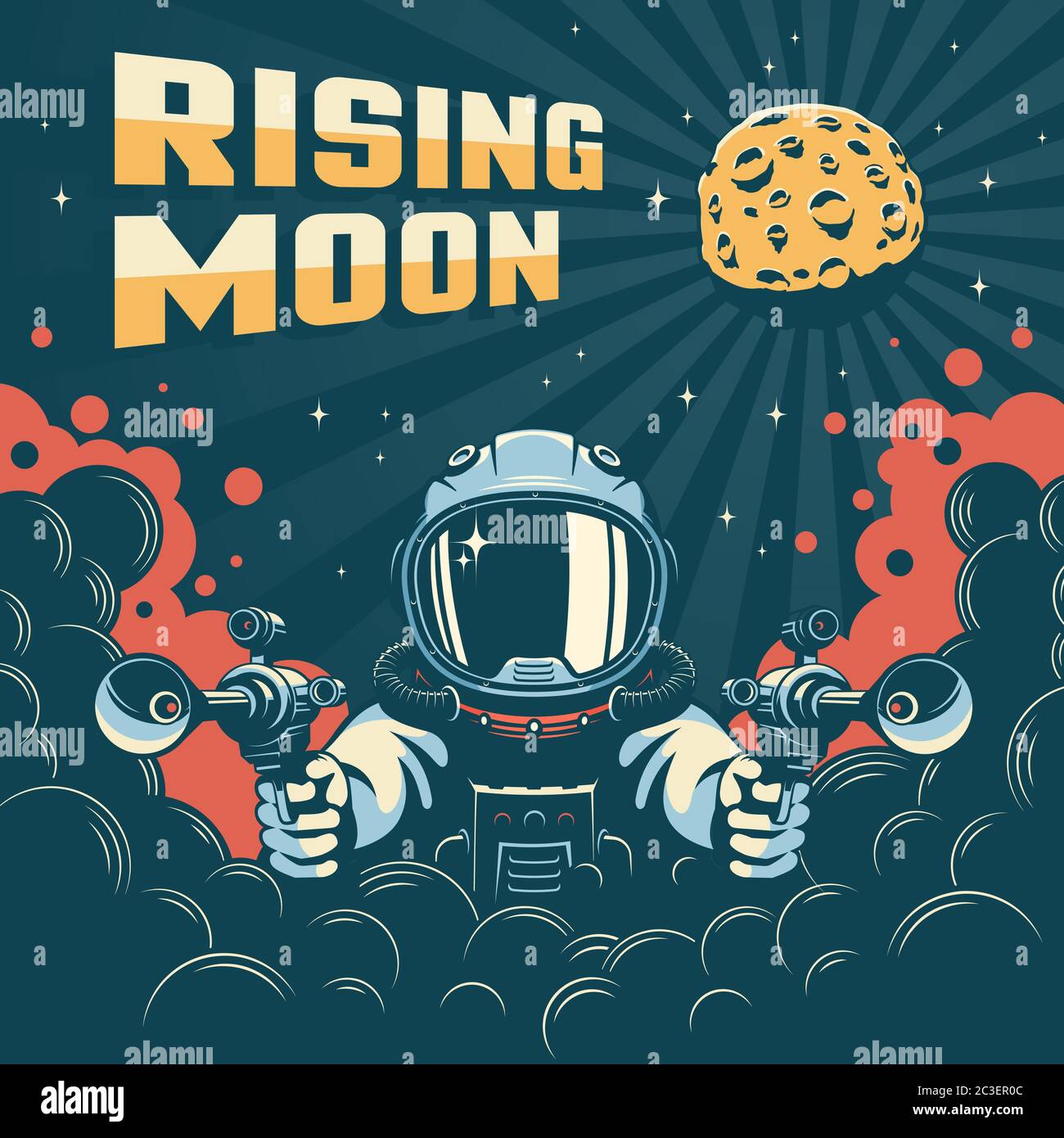 Poster degli astronauti fantastici retrò Illustrazione Vettoriale