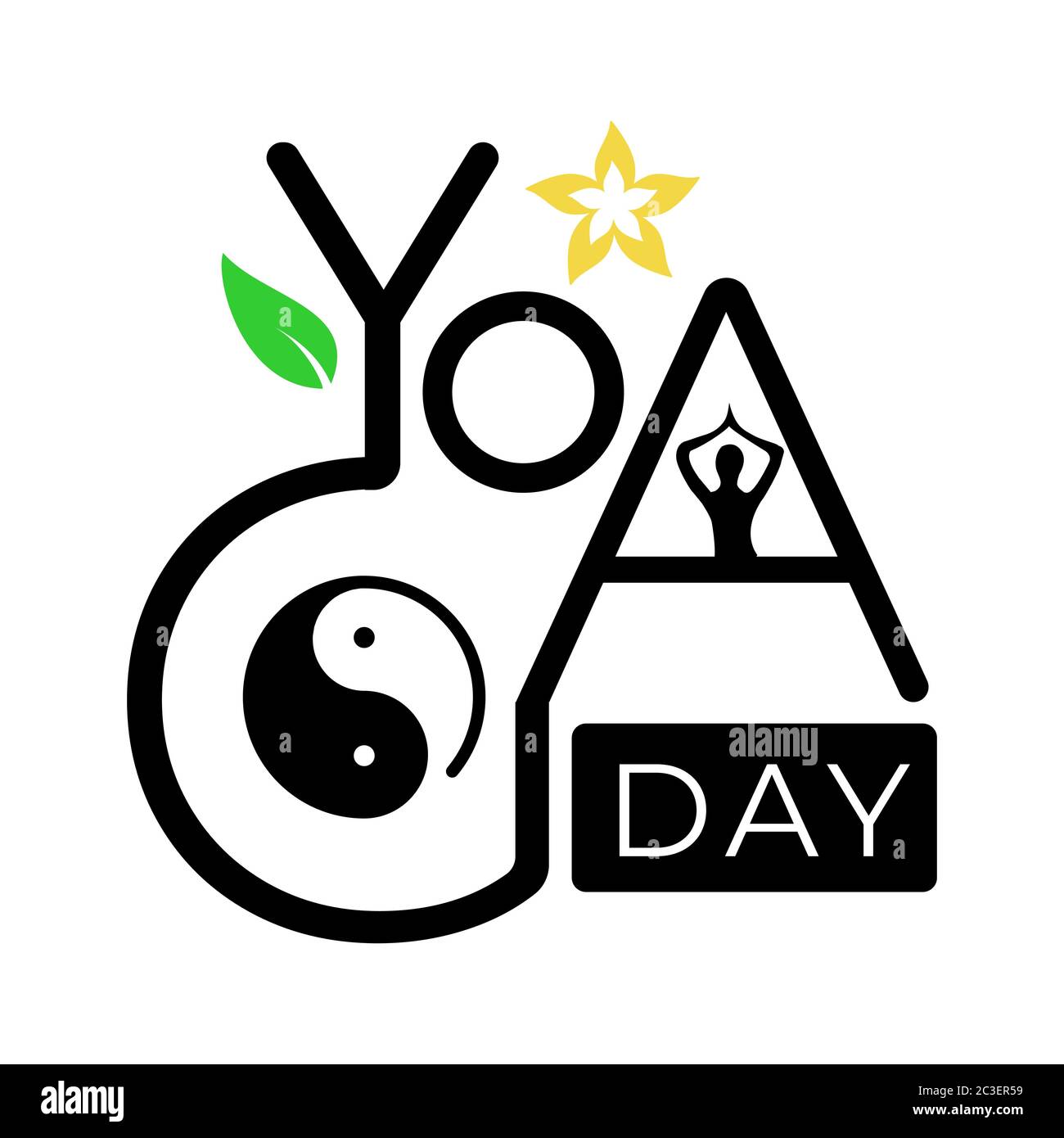 Illustrazione vettoriale della giornata internazionale dello yoga. Banner, brochure e poster per l'illustrazione vettoriale della Giornata Internazionale dello Yoga. 21 giugno festeggia la bacchetta Illustrazione Vettoriale