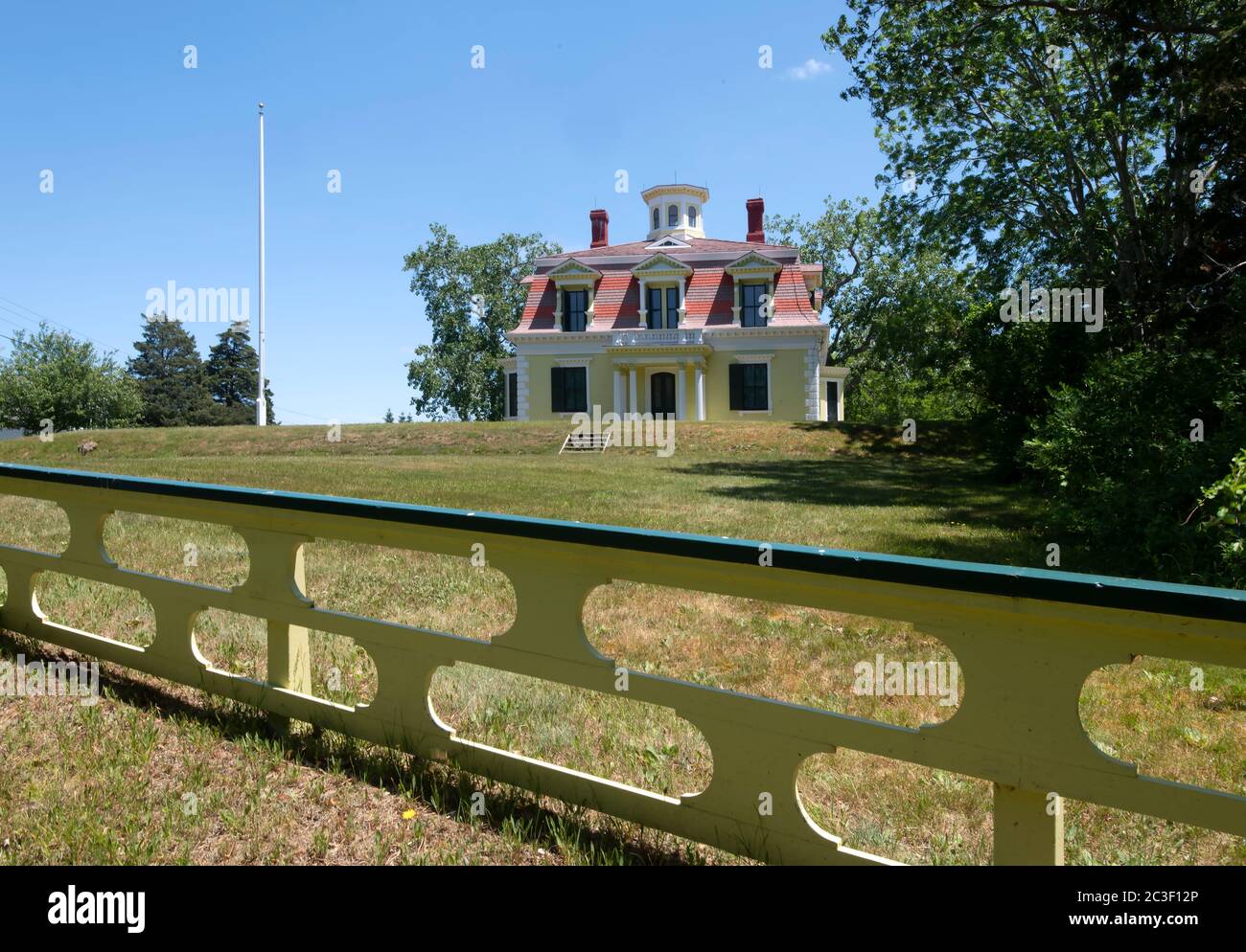 Il Capitano Perriman House e fienile, a Eastham, Massachusetts, costruito nel 1868. Di proprietà del Cape Cod National Seashore Foto Stock