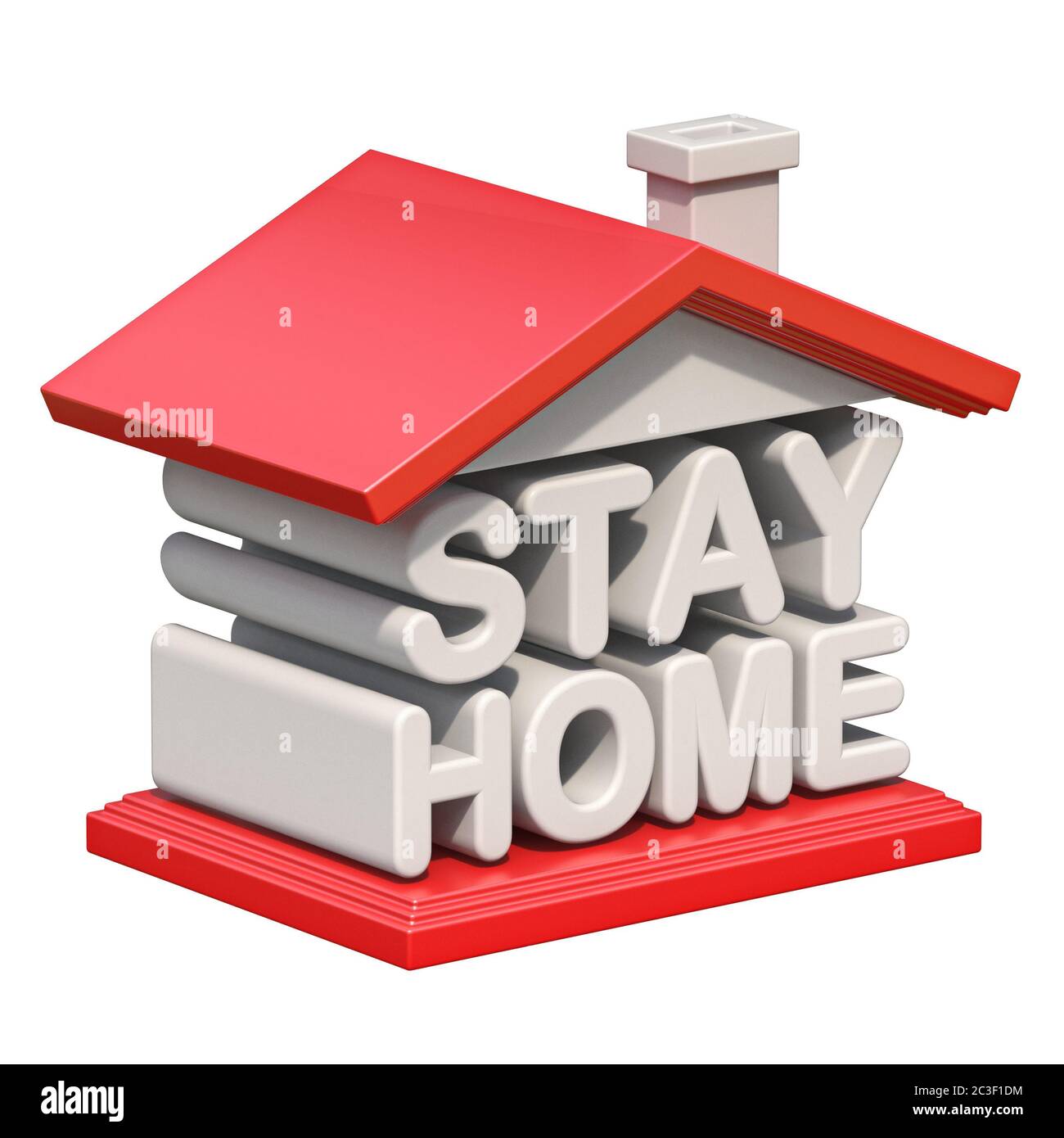 Testo STAY HOME in Shape of House 3D Foto Stock