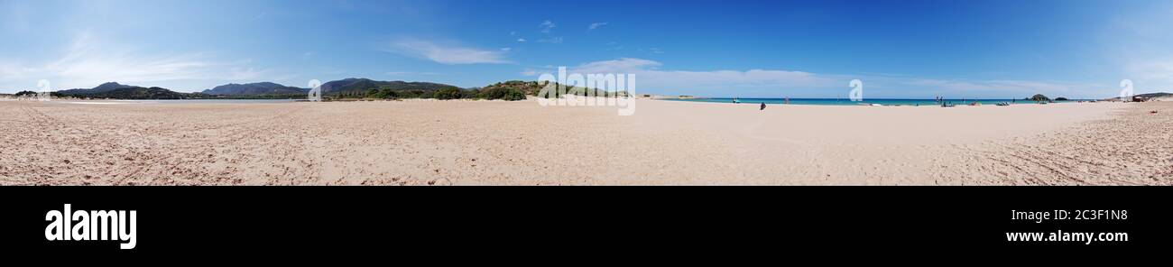 Panorama a 360 gradi alla Spiaggia su Giudeu - Sardegna Foto Stock