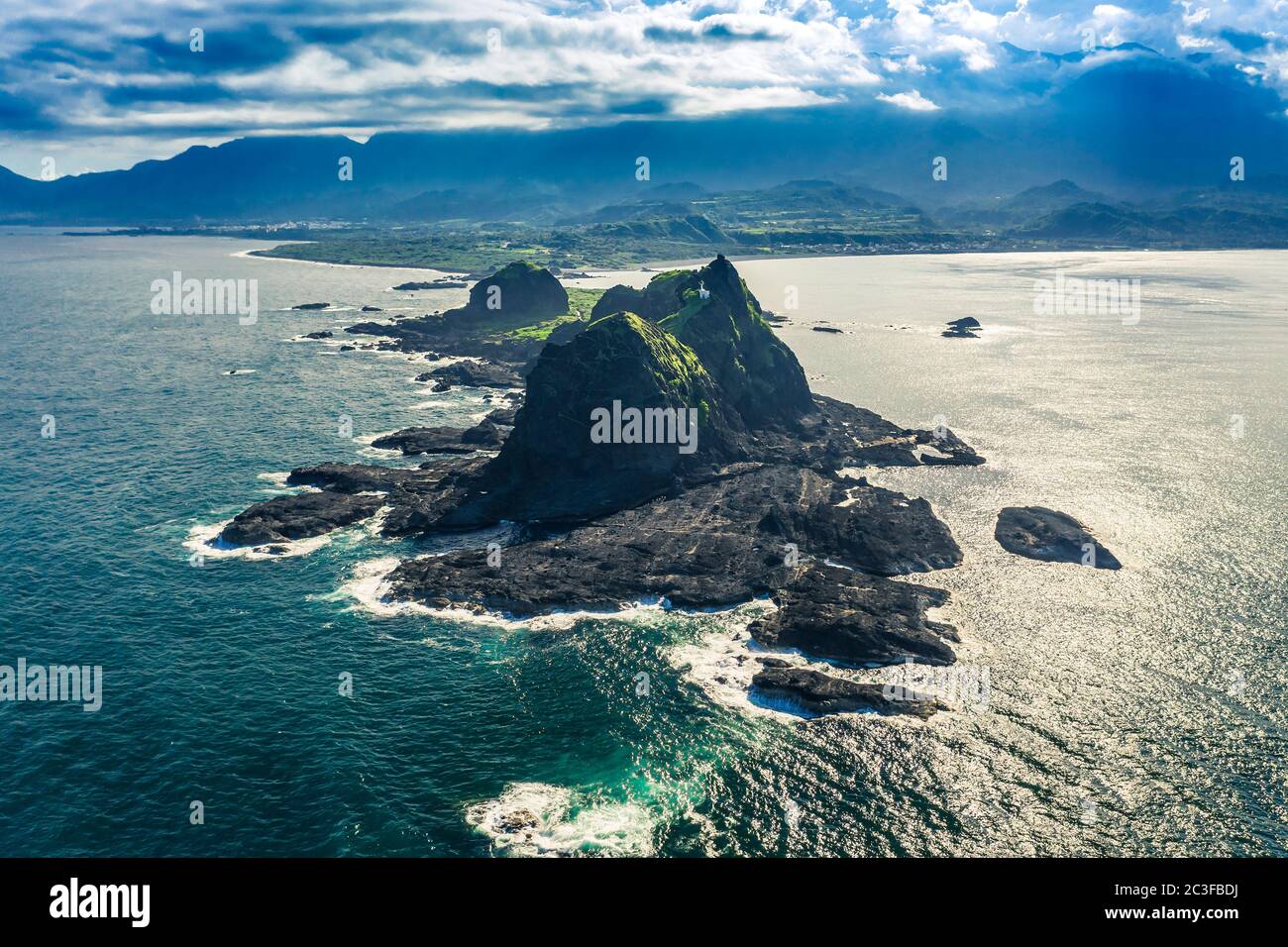 Vista aerea dell'area ricreativa di Sanxiantai. Famoso parco nella Taiwan orientale Foto Stock