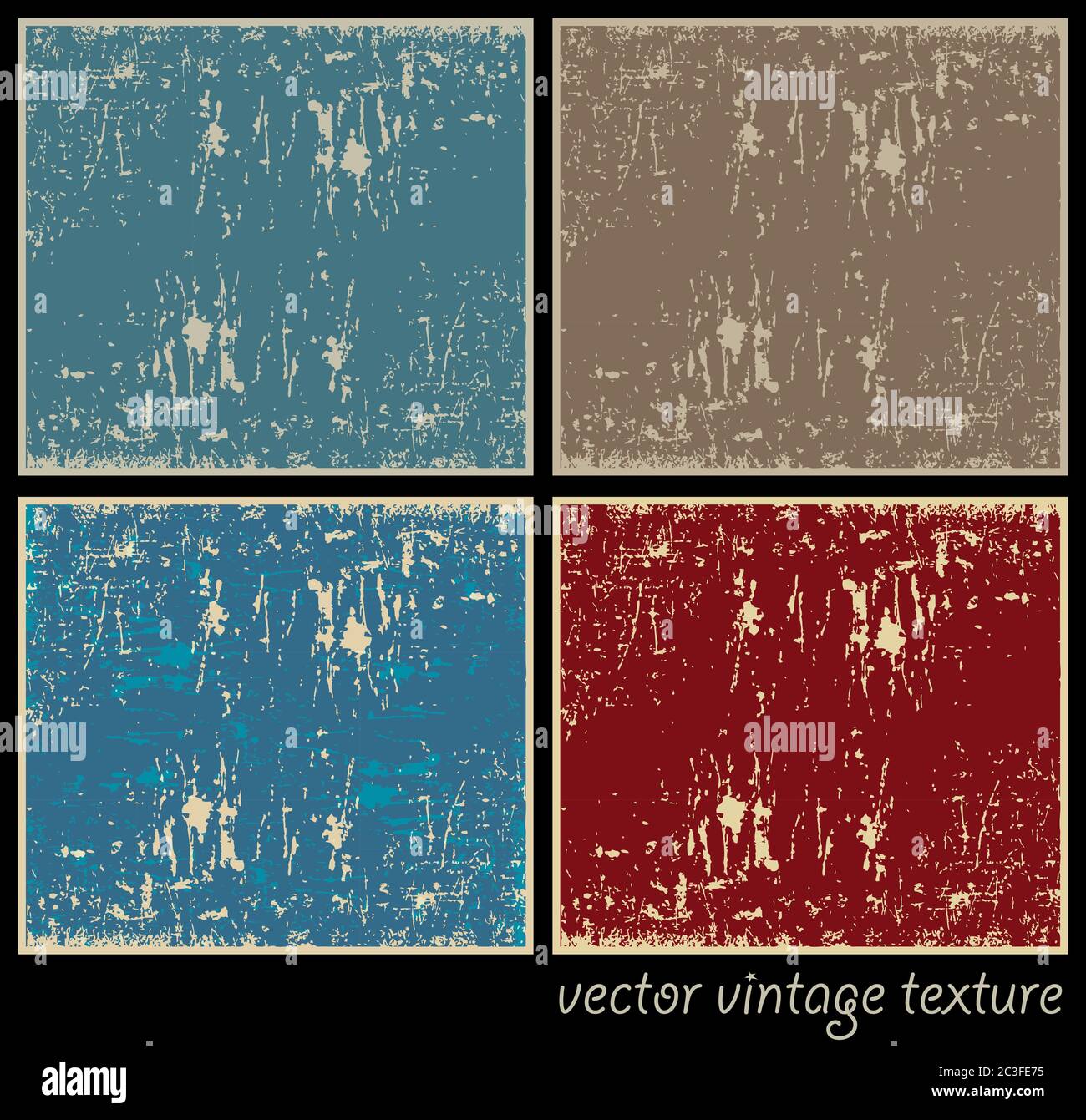 insieme vettoriale di texture vintage in colori diversi Illustrazione Vettoriale