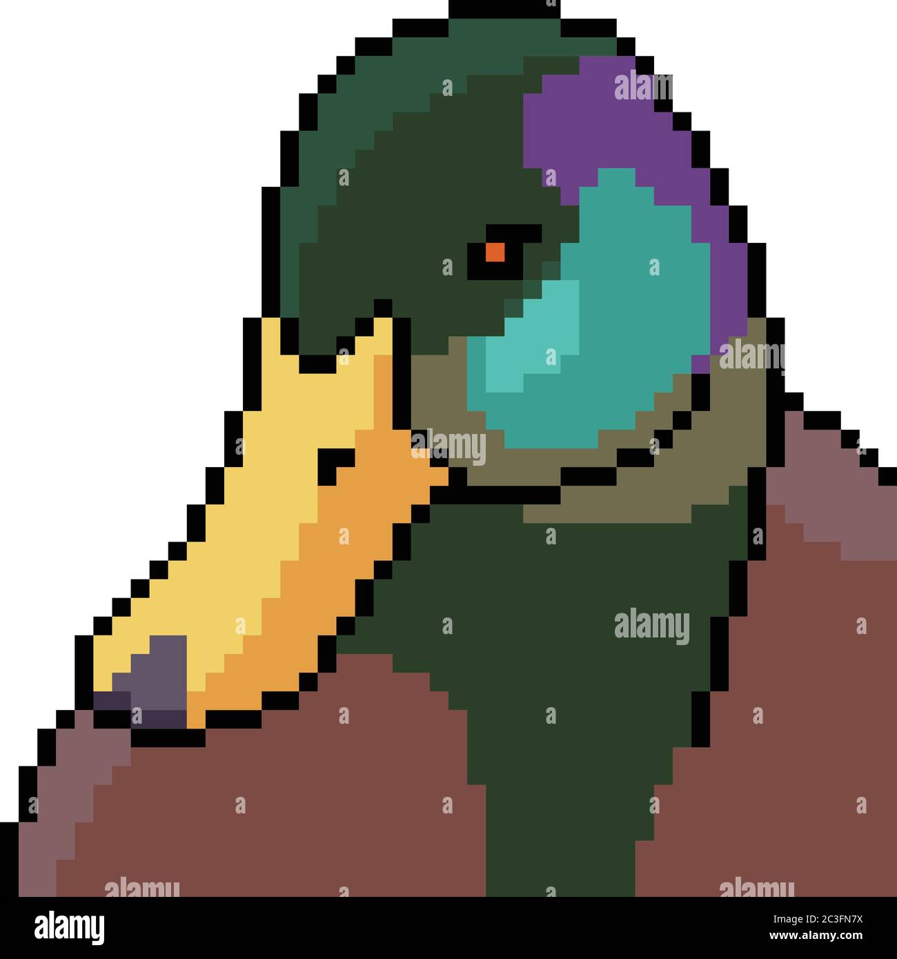 vettore pixel art duck testa isolato cartone animato Illustrazione Vettoriale